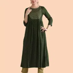 picknpick Women Embroidery Flared Kurta-picture-45