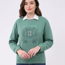 monte carlo Women Regular Fit Micro Print Sweatshirt image 1