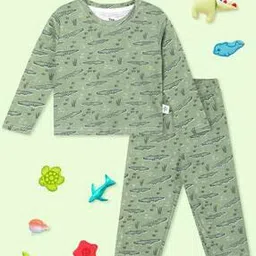 the mom store Boys Graphic Print T-Shirt & Pyjamas Nightsuit Set-picture-32