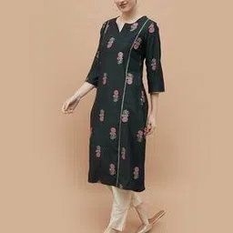 melange by lifestyle Women Floral Print A-Line Straight Kurta-picture-10