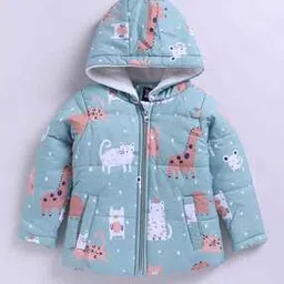 Girls Graphic Print Puffer Jacket-image-0