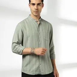 Men Striped Slim Fit Shirt with Patch Pocket-image-9