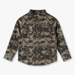 Boys Camouflage Print Relaxed Fit Shirt with Patch Pocket-image-93