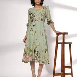 fig Women Floral Print A-Line Dress-picture-34