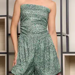 Shein Strapless Side Ruched Animal Print Playsuit-picture-50
