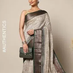indie picks Hand Print Kantha Embroidered Pure Chanderi Jacquard Saree-picture-40