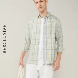 alpha tribe Men Check Slim Fit Cotton Shirt with Patch Pocket-picture-53