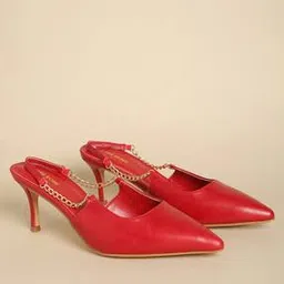 Slingback Stilettoes Mules with Chain Strap-image-35