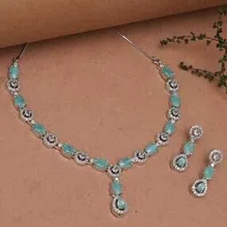 trink Women Silver-Plated Stone-Studded Necklace & Earrings Set-picture-39