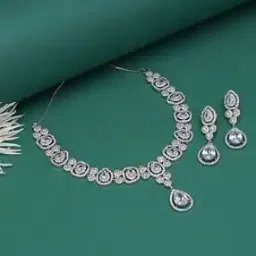 trink Women Silver-Plated Stone-Studded Necklace & Earrings Set-picture-28