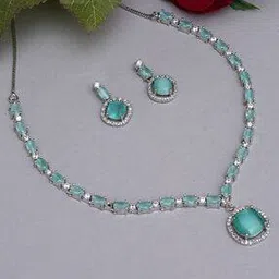 trink Women Silver-Plated Stone-Studded Necklace & Earrings Set-picture-11