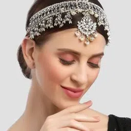 karatcart Silver-Plated Kundan-Studded Mathapatti-picture-19