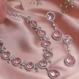 trink Women Silver-Plated Stone-Studded Necklace & Earrings Set-picture-36