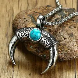 vien Oxidised Silver-Plated Stone-Studded Pendant with Chain-picture-36
