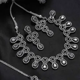 trink Women Rhodium-Plated American Diamond Studded Multi-piece Set-picture-16