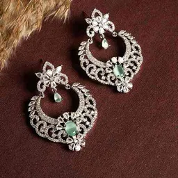 trink Women Rhodium-Plated Chandbali Earrings image 1