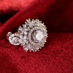 saraf rs jewellery Women Silver-Plated American Diamond-Studded Adjustable Ring-picture-46