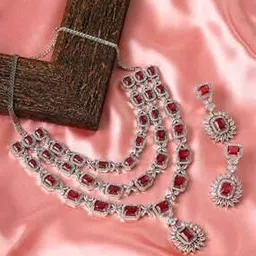 trink Women Silver-Plated Stone-Studded Necklace with Earrings-picture-15