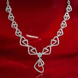 joy of jewels Women Silver Plated AD Stone Brass Necklace & Earrings Set-picture-11