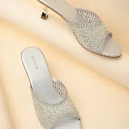 Women Embellished Open-Toe High Stilettos-image-0