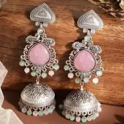 rubans Women Silver-Plated Stone-Studded Pearl-Beaded Danglers-picture-22