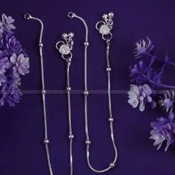 vighnaharta fashion jewellery Women Brass Silver Anklets-picture-20