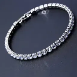 Silver-Plated Stone-Studded Bracelet-image-17