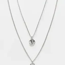 Men Set of 2 Silver-Plated Chains with Pendants-image-51