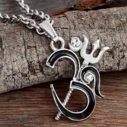 morir Men Silver-Plated Stone-Studded Pendant with Chain image 1