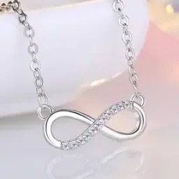 jewels galaxy Women American Diamond-Studded Infinity Pendant-picture-44