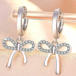 jewels galaxy Silver-Plated American Diamond-Studded Earrings image 1