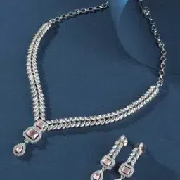 tiyara Women American-Diamond Studded Stud Necklace & Earrings Set-picture-48