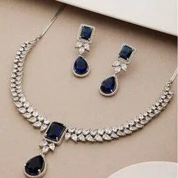 tiyara Women American-Diamond Studded Stud Necklace & Earrings Set-picture-11