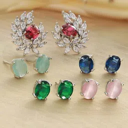 priyaasi Set of 5 Silver-Plated Stud Earrings image 1