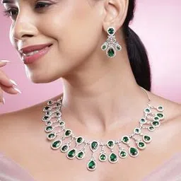 rubans Women Stone-Studded Necklace & Earrings Set-picture-53