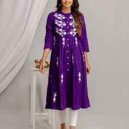 Women Embroidery Flared Kurta-image-10