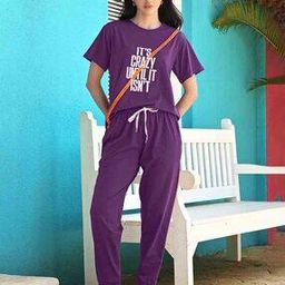 zeyo Women Typographic Print Top & Joggers Set-picture-18