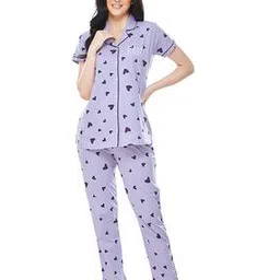 zeyo Heart Print Shirt & Pyjamas Set-picture-48