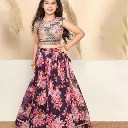 fashion dream Girls Floral Print 2-Piece Lehenga Choli Set-picture-46