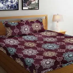 arrabi 210 GSM Floral Print Double Bedsheet with Pillow Covers-picture-41