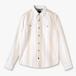 yb dnmx Boys Striped Boxy Fit Shirt with Patch Pockets image 1