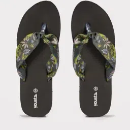 yousta Women Leaf Print Thong-Strap Flip-Flops image 1
