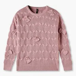 rio girls Girls Cable-Knit Round-Neck Sweatshirt image 1