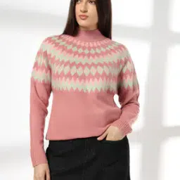 Women Geometric Pattern Relaxed Fit Pullover-image-9