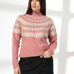 dnmx Women Geometric Pattern Relaxed Fit Pullover image 1