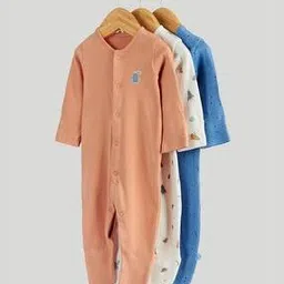 mothercare Essentials Boys Printed Full Sleeve Sleepsuits - Pack of 3-picture-12