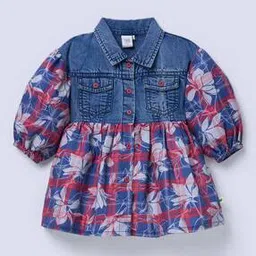 Girls Floral Print Shirt Dress-image-5