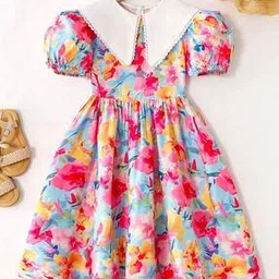 Girls Floral Fit and Flare Dress-image-0