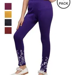 pixie n prince Girls Pack of 5 Floral Print Leggings-picture-12