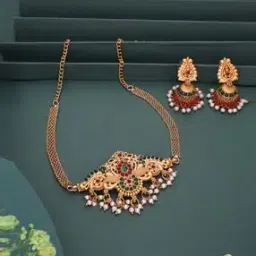 brado jewellery Women Gold-Plated Necklace & Earrings Set-picture-12